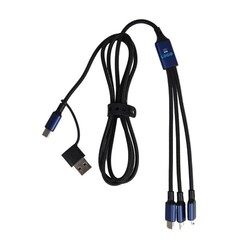 Câble long 6 en1 Aluminium 120cm Noir