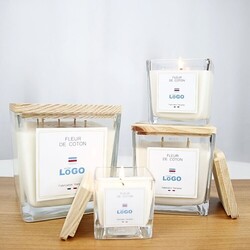 Bougie végétale GRASSE Carré 400g - Fleur de coton