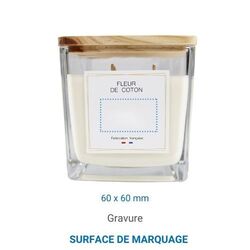 Bougie végétale GRASSE Carré 400g - France