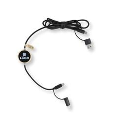 Câble long de charge 4 en 1 lumineux 120cm Noir