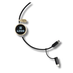 Câble long de charge 4 en 1 lumineux 120cm Noir