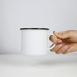 Tasse céramique TOMY rebord noir - 250 ml Blanc