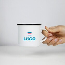 Tasse céramique TOMY rebord noir - 250 ml Blanc