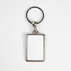 Porte-clés Métallique rectangle L France - Gris
