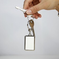 Porte-clés Métallique rectangle L France - Gris