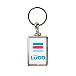 Porte-clés Métallique rectangle L France - Gris