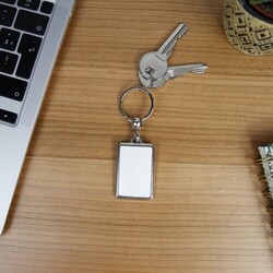 Porte-clés Métallique rectangle L France - Gris