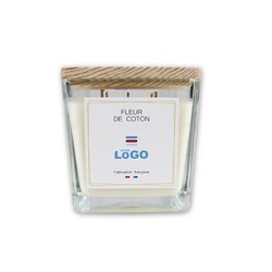Bougie végétale GRASSE Carré 650g - France Fleur de coton