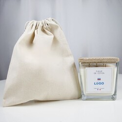Bougie végétale GRASSE Carré 700g - Fleur de coton