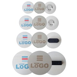 Badge en bois AIMANTÉ - France Carré 40 mm Plaqué bois