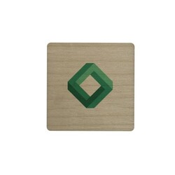 Badge en bois AIMANTÉ - France Carré 40 mm Plaqué bois