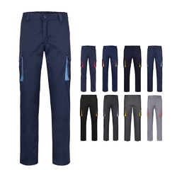 VL FIDES. Pantalon stretch bicolore, multipoches (240g/m²), en coton (46%), EME (38%) et polyester (16%)