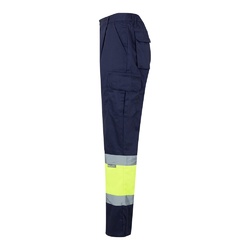 VL ATHENA. Pantalon bicolore en sergé (210g/m²), doublé, multi-poches, en coton (20%) et polyester (80%)