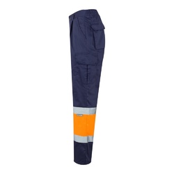 VL ATHENA. Pantalon bicolore en sergé (210g/m²), doublé, multi-poches, en coton (20%) et polyester (80%)
