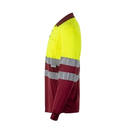 VL VULCAN. Polo bicolore (160g/m²) à manches longues, en polyester (100%)