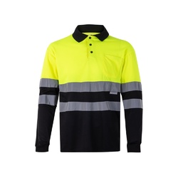 VL VULCAN. Polo bicolore (160g/m²) à manches longues, en polyester (100%)