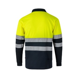 VL VULCAN. Polo bicolore (160g/m²) à manches longues, en polyester (100%)