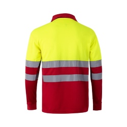 VL VULCAN. Polo bicolore (160g/m²) à manches longues, en polyester (100%)