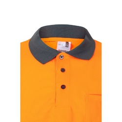 VL VULCAN. Polo bicolore (160g/m²) à manches longues, en polyester (100%)