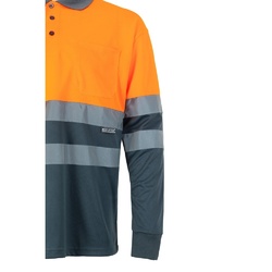 VL VULCAN. Polo bicolore (160g/m²) à manches longues, en polyester (100%)