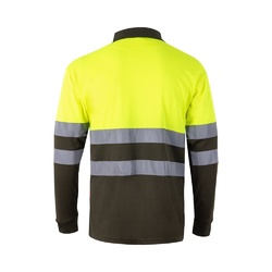 VL VULCAN. Polo bicolore (160g/m²) à manches longues, en polyester (100%)