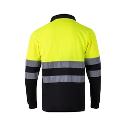VL VULCAN LARGE. Polo bicolore (160g/m²) à manches longues, en polyester (100%)