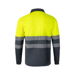 VL VULCAN LARGE. Polo bicolore (160g/m²) à manches longues, en polyester (100%)