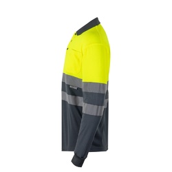 VL VULCAN LARGE. Polo bicolore (160g/m²) à manches longues, en polyester (100%)