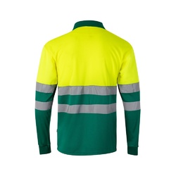 VL VULCAN LARGE. Polo bicolore (160g/m²) à manches longues, en polyester (100%)