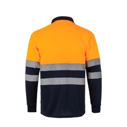 VL VULCAN LARGE. Polo bicolore (160g/m²) à manches longues, en polyester (100%)