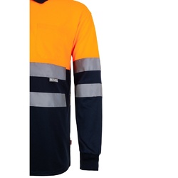 VL VULCAN LARGE. Polo bicolore (160g/m²) à manches longues, en polyester (100%)