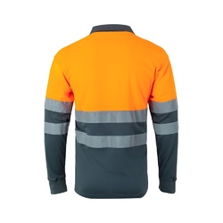 VL VULCAN LARGE. Polo bicolore (160g/m²) à manches longues, en polyester (100%)