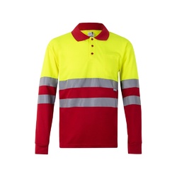 VL VULCAN LARGE. Polo bicolore (160g/m²) à manches longues, en polyester (100%)