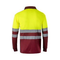 VL VULCAN LARGE. Polo bicolore (160g/m²) à manches longues, en polyester (100%)