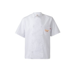 VL DURGA. Veste de cuisine à manches courtes en popeline (110g/m²), en coton (35%) et polyester (65%)