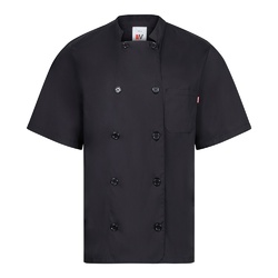 VL DURGA. Veste de cuisine à manches courtes en popeline (110g/m²), en coton (35%) et polyester (65%)