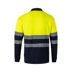 VL PLUTO. Polo piqué bicolore (150g/m²) à manches longues, en coton (55%) et polyester (45%)