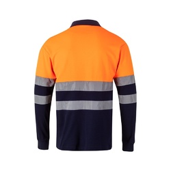 VL PLUTO LARGE. Polo piqué bicolore (150g/m²) à manches longues, en coton (55%) et polyester (45%)