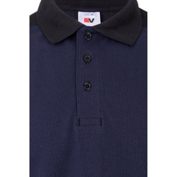 VL VELES. Polo piqué bicolore stretch (200g/m²), manches courtes, en polyester (96%) et élasthanne (4%)