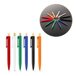 ZARA. Stylo à bille en ABS recyclé (100% rABS) avec bouton en bambou