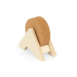 PLYCORK. Support en contreplaqué avec 6 sous-verres en liège