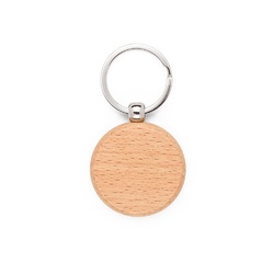 STEWIE ROUND. Porte-clés rond en bois de hêtre