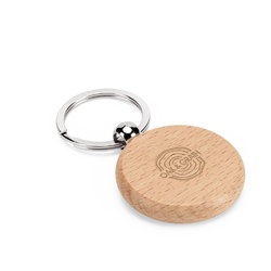 STEWIE ROUND. Porte-clés rond en bois de hêtre