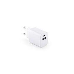 WEGENER. Adaptateur secteur avec port USB-A 18W et USB-C 20W en ABS recyclé (100 % rABS)