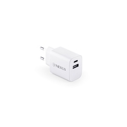 WEGENER. Adaptateur secteur avec port USB-A 18W et USB-C 20W en ABS recyclé (100 % rABS)
