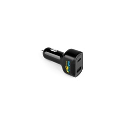 DIRAC. Adaptateur allume-cigare avec port USB-A 18W et USB-C 20W en ABS recyclé (100 % rABS)