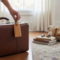 Etiquette bagage cuir régénéré MILOU