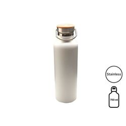 Bouteille isotherme 'Arima', blanche, bouchon bambou, 750ml