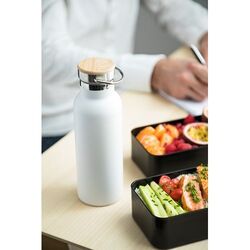 Bouteille isotherme 'Arima', blanche, bouchon bambou, 750ml