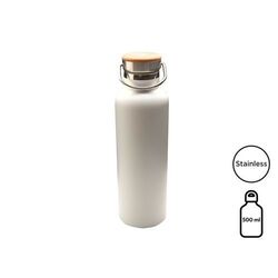 Bouteille isotherme 'Arima', blanche, bouchon bambou, 500ml